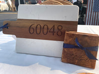 Marble and Wood Zip Code Cutting Board (local pick-up only)