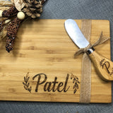 Personalized Name Small Engraved Cheese Board with Knife