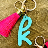 Initial Keychain with Tassel