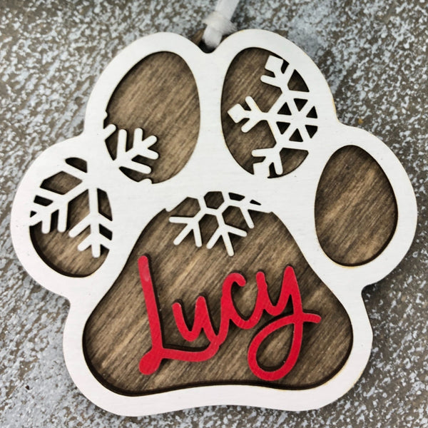 Dog Paw Print Personalized Ornament